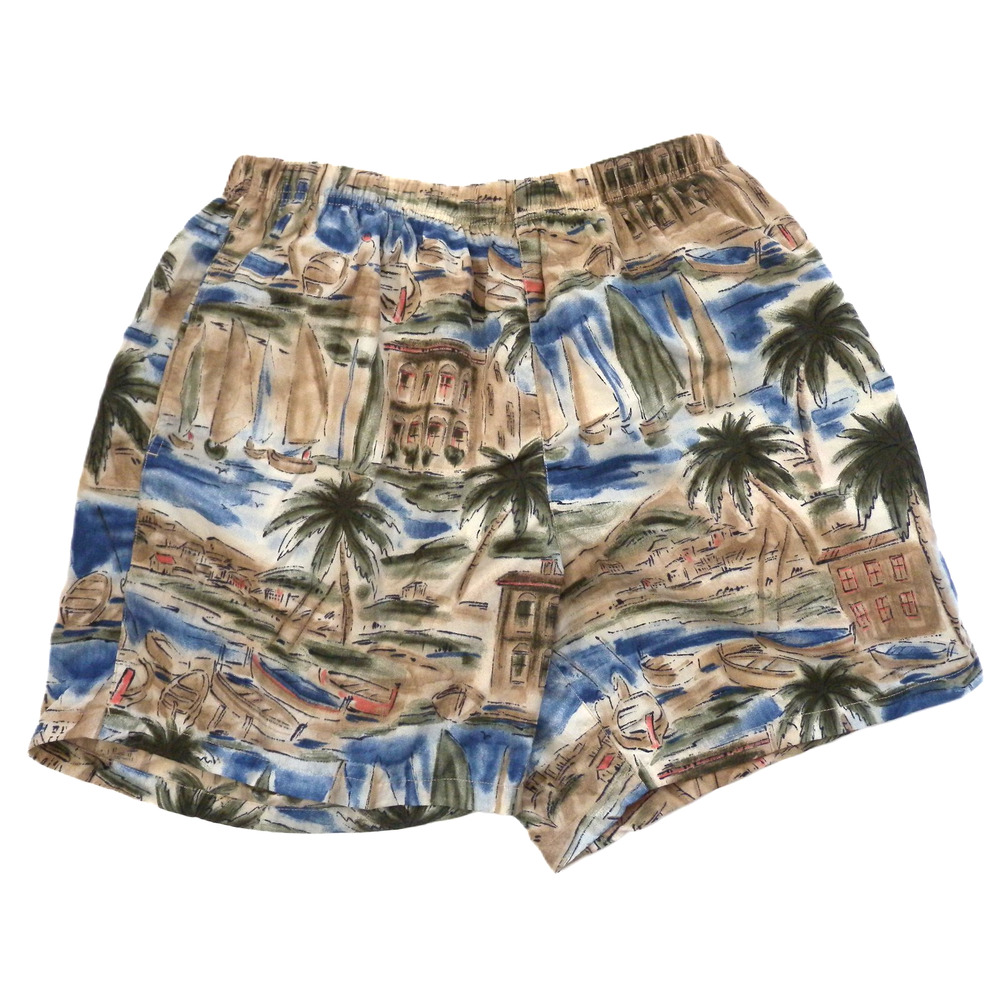 Vintage Nautica Beach Palm Print Swim Trunk Shorts Men's Swimwear Large